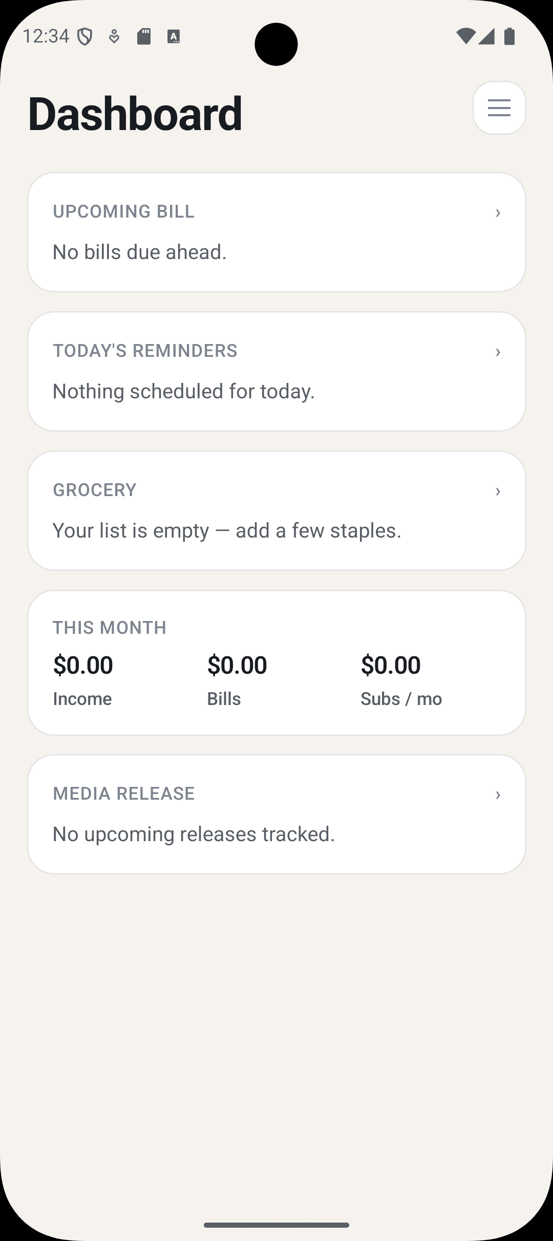 Issho dashboard overview screen